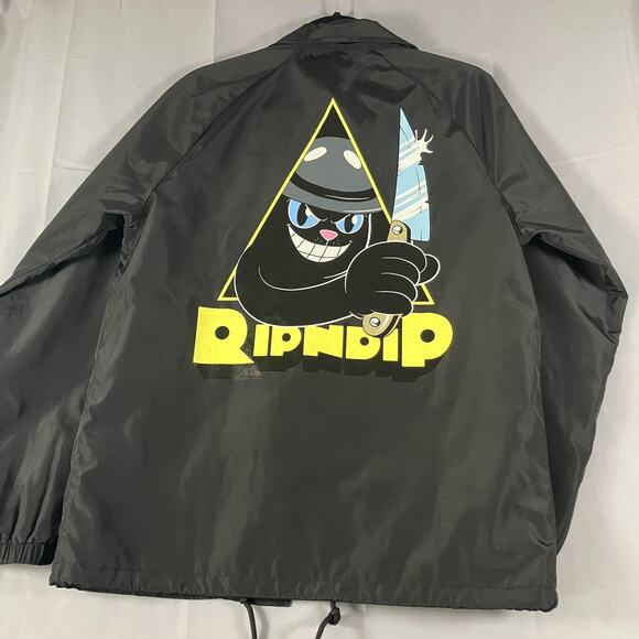 Ripndip Jacket Mens Small Black Coach Windbreaker Cat Graphic Streetwear Skate - Picture 2 of 13